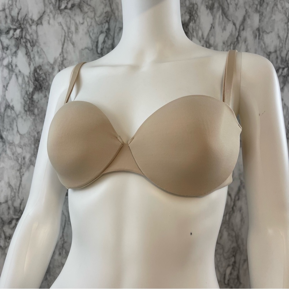 34C Victoria’s Secret Ipex Strapless Convertible Nude Bra Push-up Adjustable